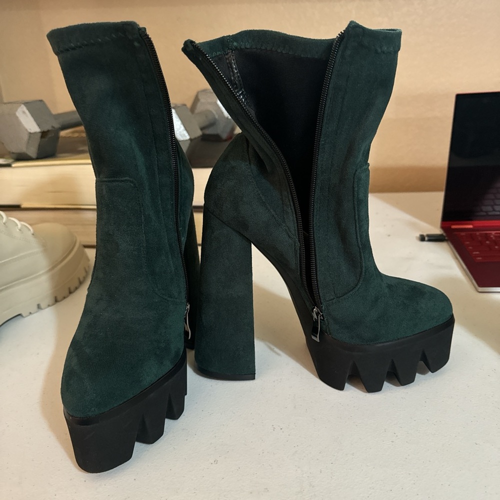 suede platform heeled boots